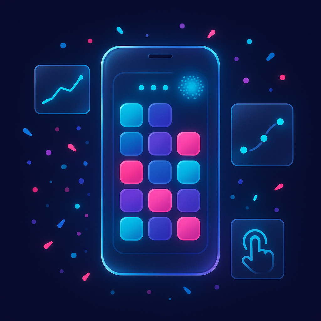 Abstract illustration of casual mobile game development